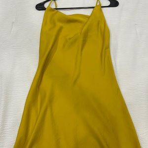 Satin Slip Dress in Mustard Yellow